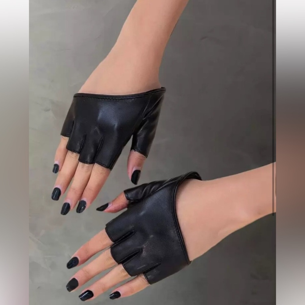 Fingerless Leather Gloves Driving Punk
